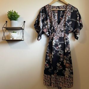 H&M floral kimono dress - Black - 12